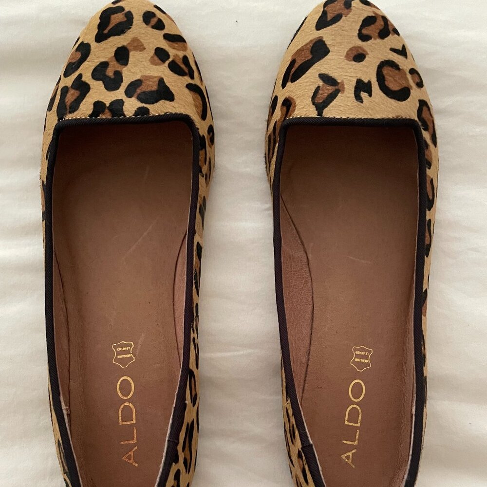 Aldo leopard calf hair flats